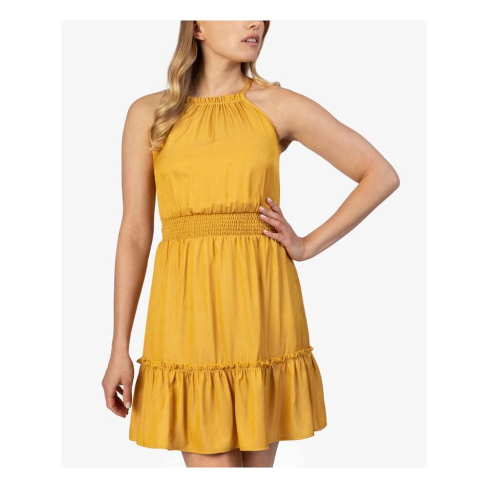 SPEECHLESS Womens Fit + Flare Short Dress Gold Sleeveless Party Juniors XS